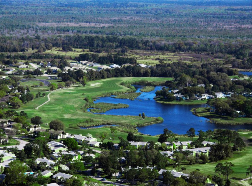 Aerial view of The Country Club at Silver Springs Shores
