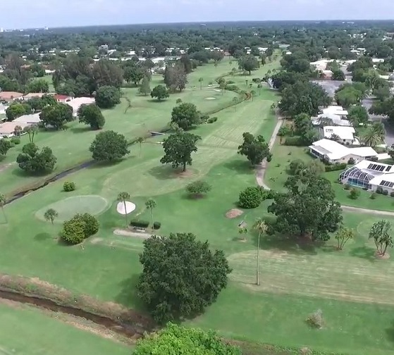 a lot of trees and homes on the golf course - Gulf Gate Executive Golf