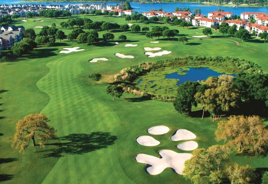 On the golf course, there are numerous golf club surrounds