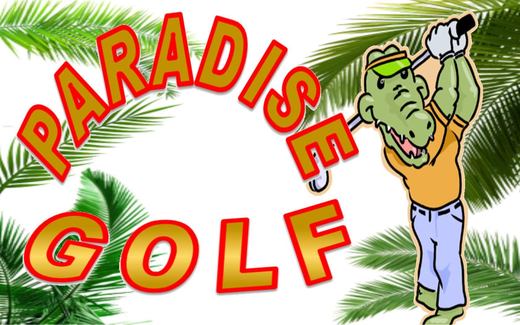 Golf in Paradise with a human Crocodile and golf wedges in hand