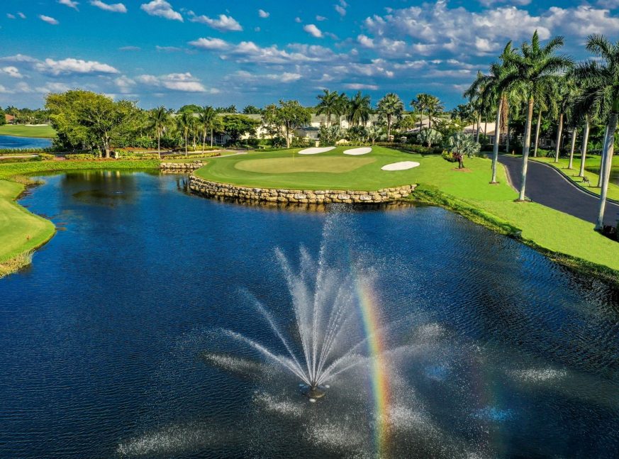 Lake and fountain in golf course - Gulf Harbour Yacht and Country Club
