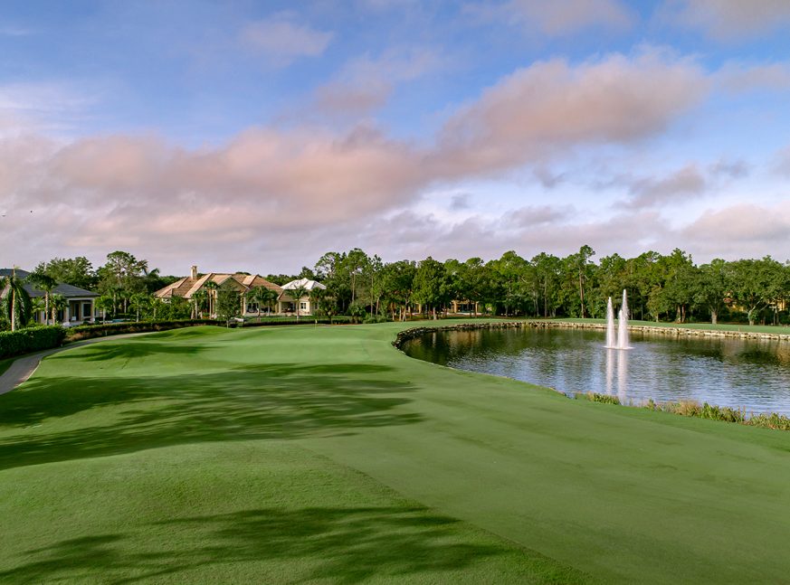 Golf course with many trees and lake - Quail West Golf and Country Club, Preserve Course