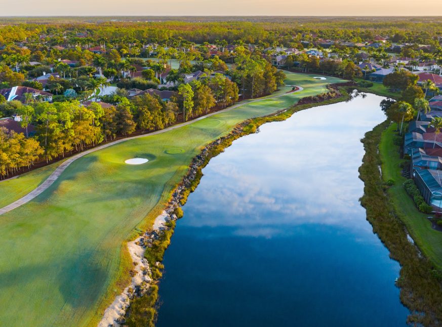 Golf course with lake and homes - The Club at Olde Cypress